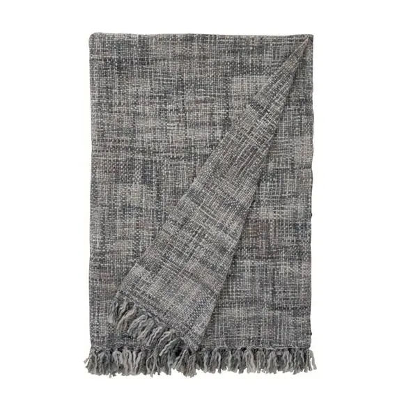 Throw Blanket with Tassels - Grey, Woven