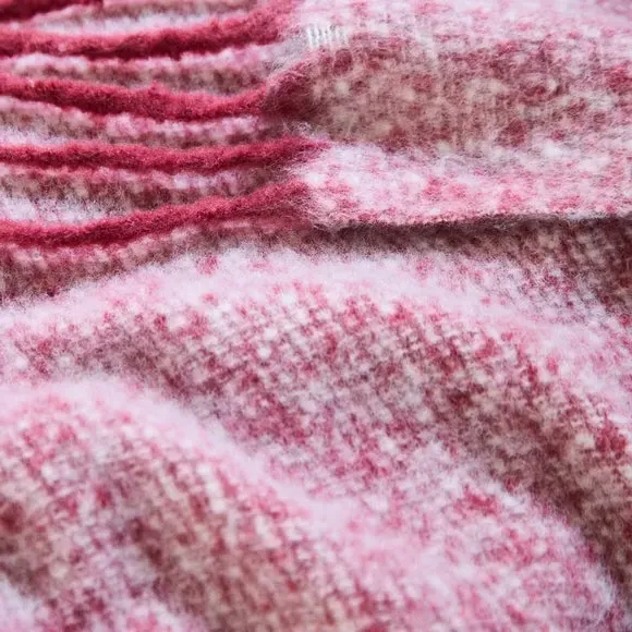 Throw Blanket with Tassels - Mulberry, Faux Mohair