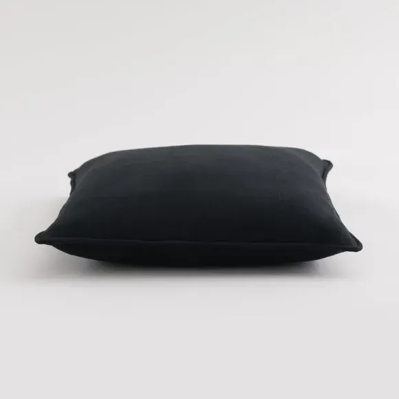 Throw Cushion with Self-Piping - Black