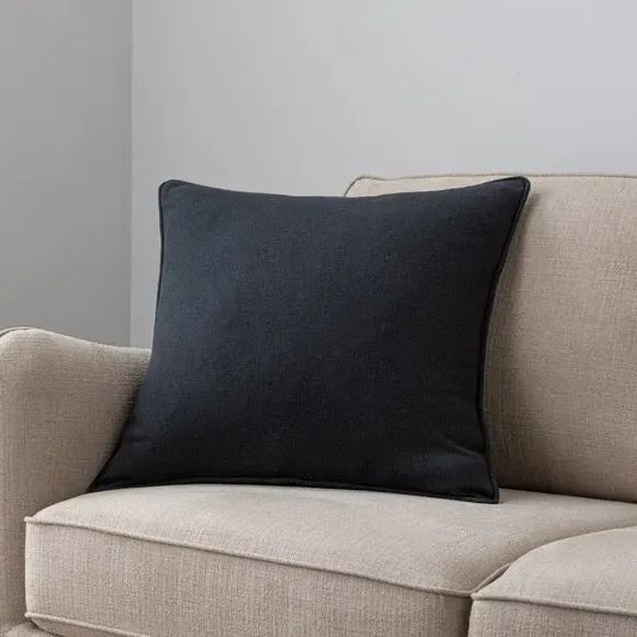 Throw Cushion with Self-Piping - Black