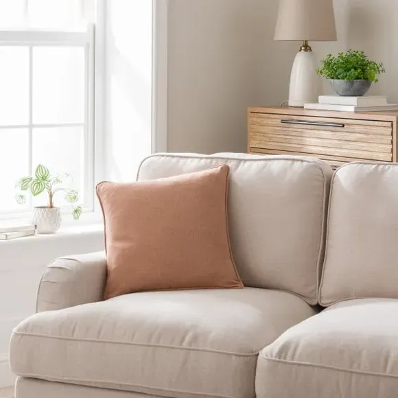 Throw Cushion with Self-Piping - Camel
