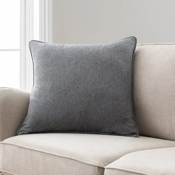 Throw Cushion with Self-Piping - Charcoal
