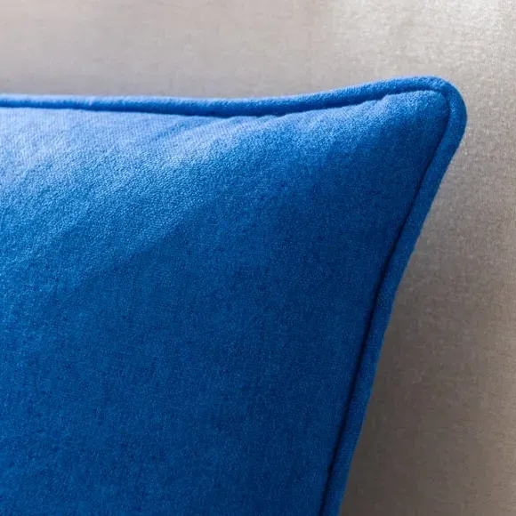 Throw Cushion with Self-Piping - Classic Blue