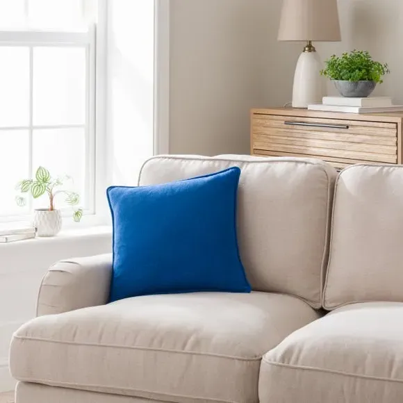 Throw Cushion with Self-Piping - Classic Blue