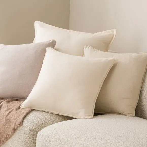 Throw Cushion with Self-Piping - Cream