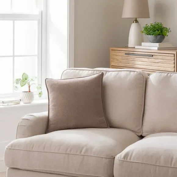 Throw Cushion with Self-Piping - Mocha