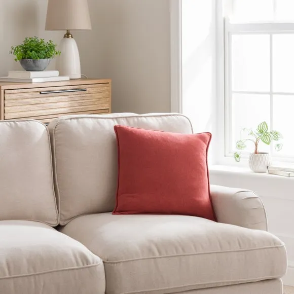 Throw Cushion with Self-Piping - Orange Umber
