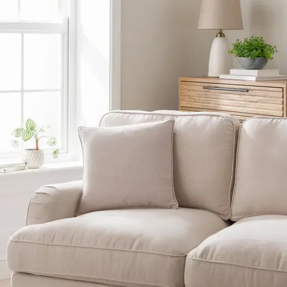 Throw Cushion with Self-Piping - Taupe