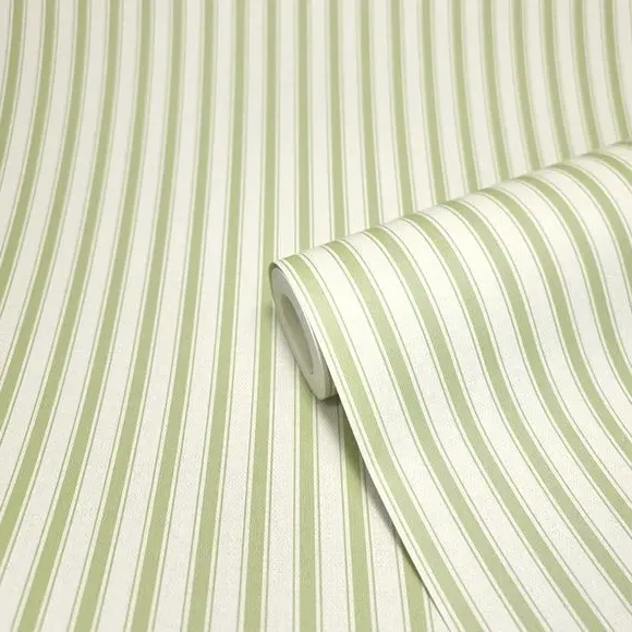 Ticking Stripe Wallpaper - Fern