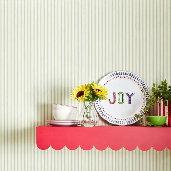 Ticking Stripe Wallpaper - Fern