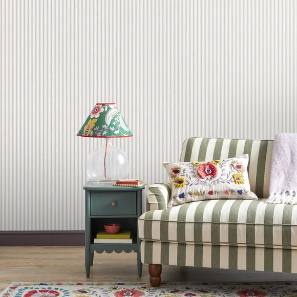 Ticking Stripe Wallpaper - Lilac