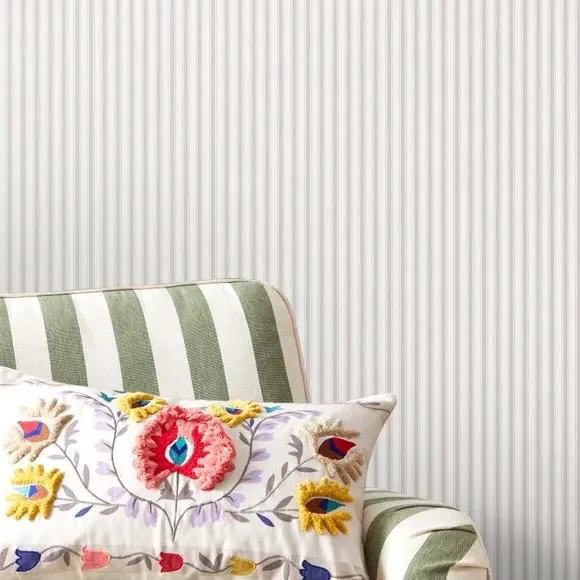 Ticking Stripe Wallpaper - Lilac