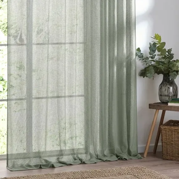 Tie Top Sheer Curtain - Eucalyptus, Voile