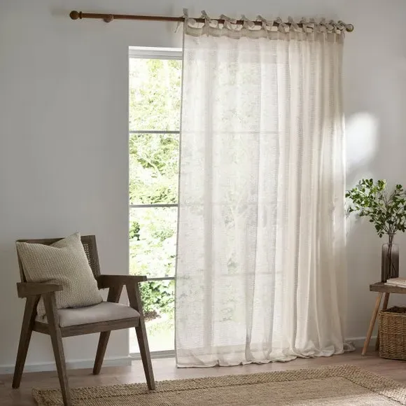 Tie Top Sheer Curtain - Natural, Voile