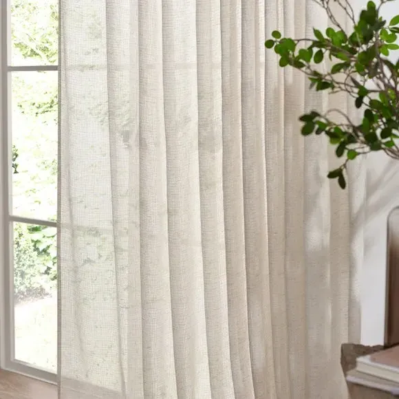 Tie Top Sheer Curtain - Natural, Voile