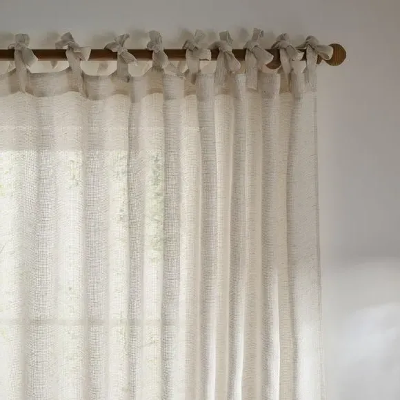 Tie Top Sheer Curtain - Natural, Voile