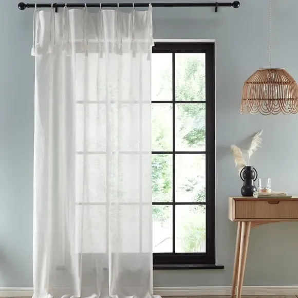 Tie Top Voile Panel with Tassels - Natural