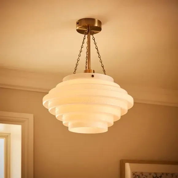 Tiered Pendant Light - White, Glass