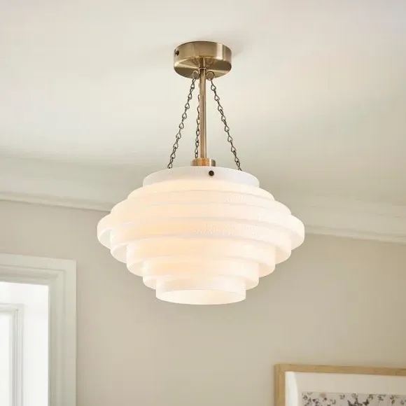 Tiered Pendant Light - White, Glass image