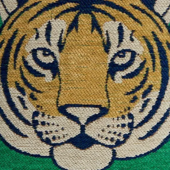 Tiger Cushion with Zip - Green, Chenille