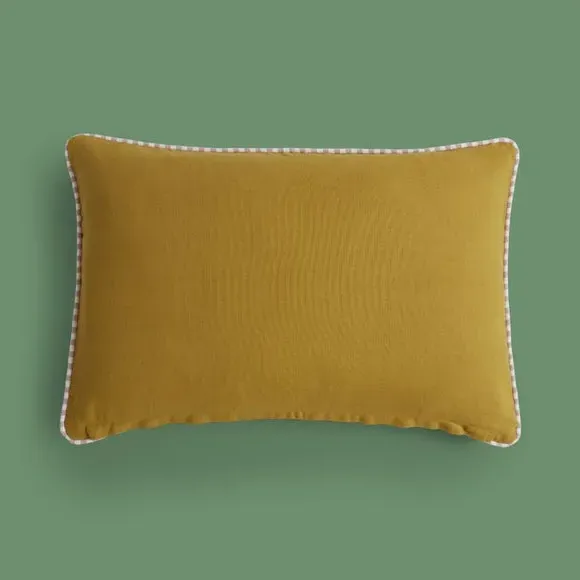 Tiger Embroidered Cushion - Ochre, Cotton Velvet