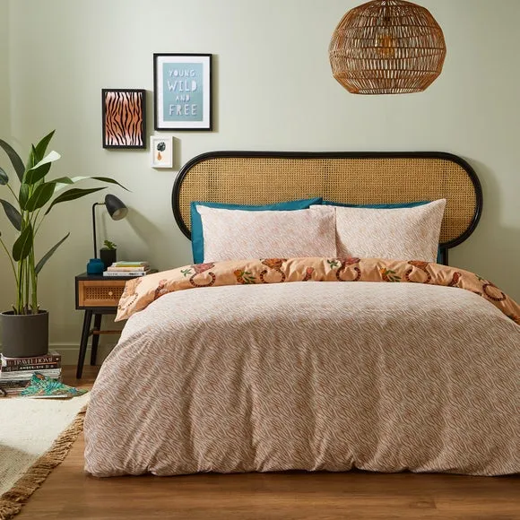 Tiger Foliage Duvet Cover Set - Orange, Polycotton