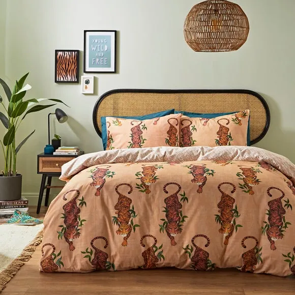Tiger Foliage Duvet Cover Set - Orange, Polycotton image