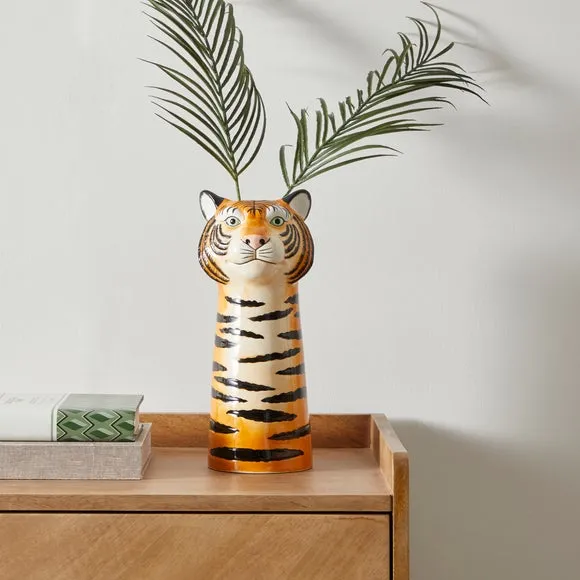 Tiger Head Vase - Orange, Ceramic image