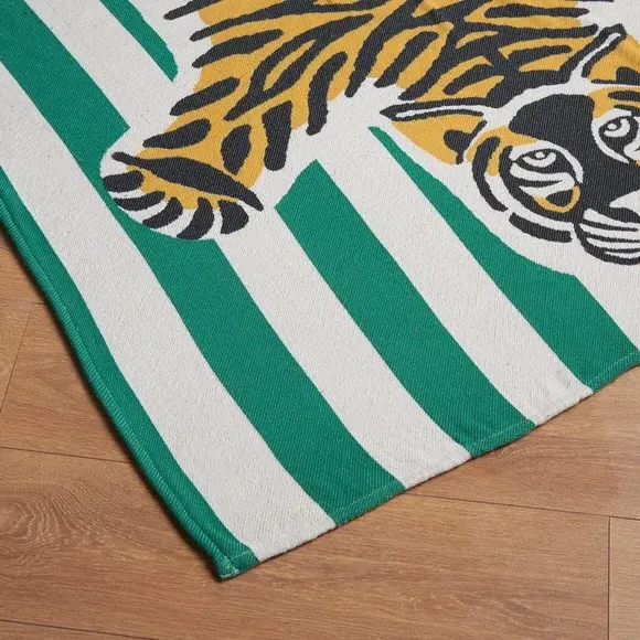 Tiger Jacquard Throw Blanket - Green, Woven