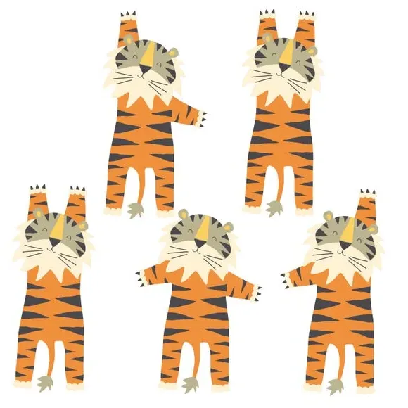 Tiger Wall Stickers - Orange, Self-Adhesive