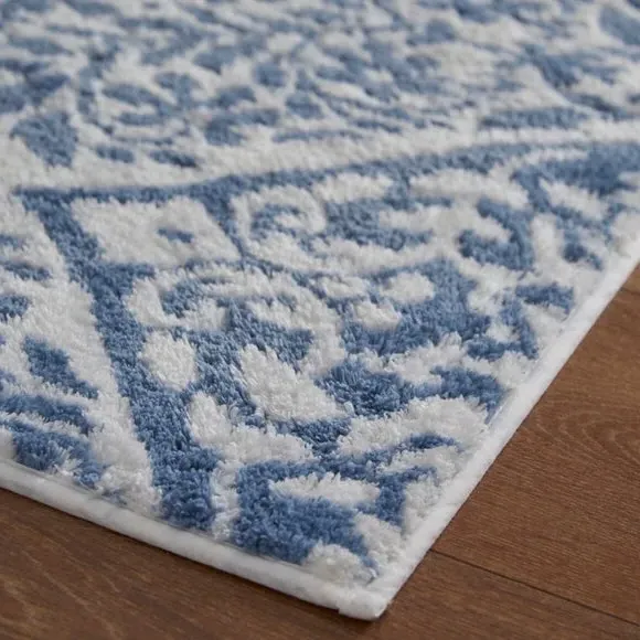 Tile Pattern Bath Mat with Non-Slip - Blue