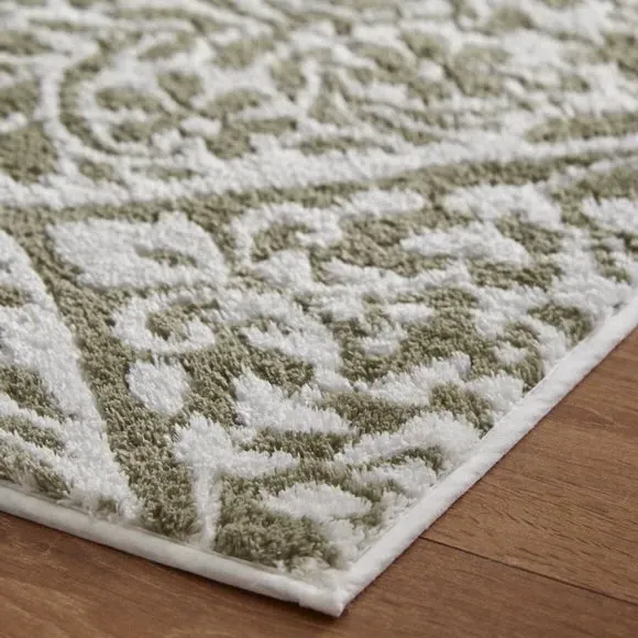 Tile Pattern Bath Mat with Non-Slip - Green