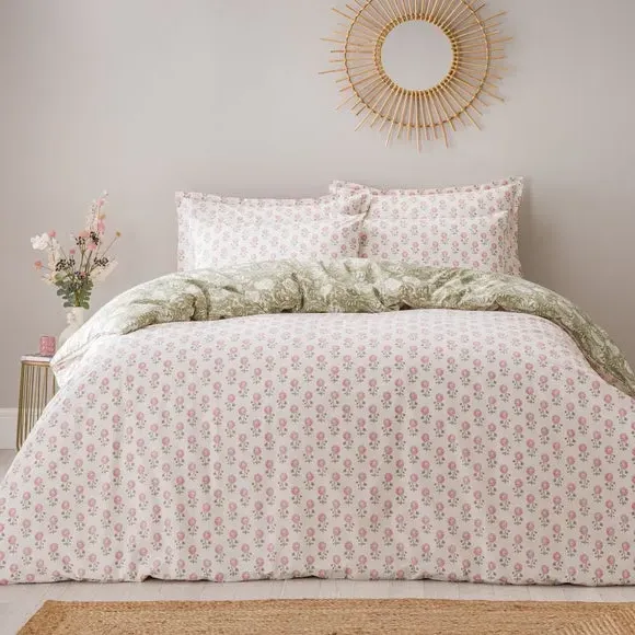 Tile Print Duvet Cover Set - Olive, Cotton