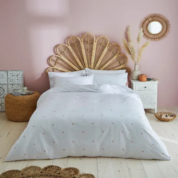 Tile Print Duvet Cover Set - Orange, Polycotton