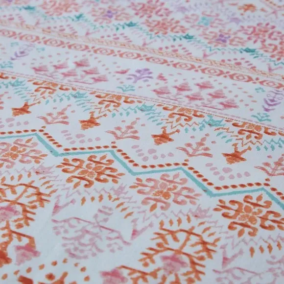 Tile Print Duvet Cover Set - Orange, Polycotton
