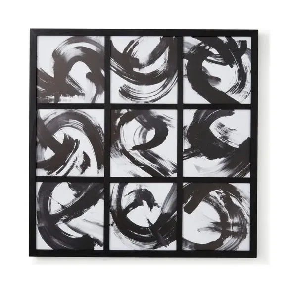 Tiled Abstract Framed Wall Art - Black