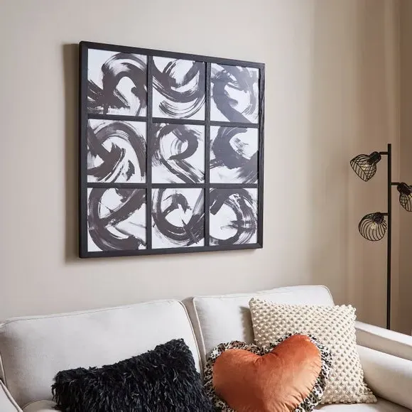 Tiled Abstract Framed Wall Art - Black image