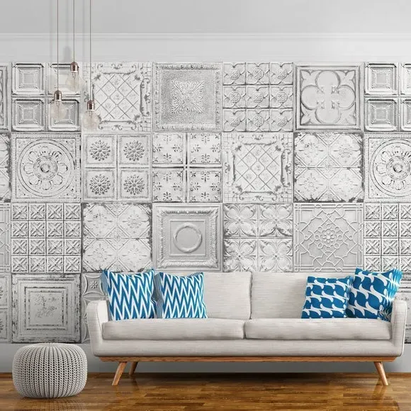 Tiled Wall Mural - Grey, Paste-the-Wall