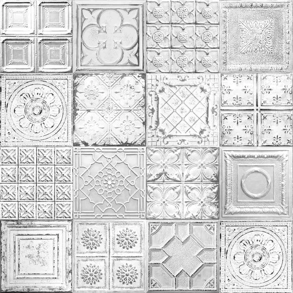 Tiled Wall Mural - Grey, Paste-the-Wall