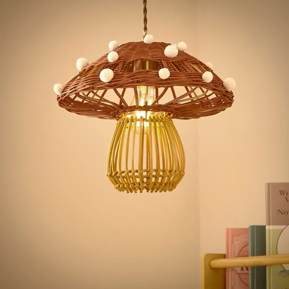 Toadstool Pendant Shade Easy Fit - Red, Rattan