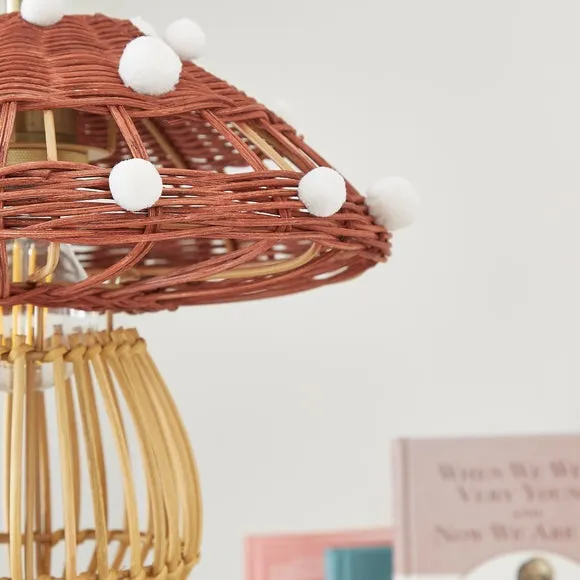 Toadstool Pendant Shade Easy Fit - Red, Rattan