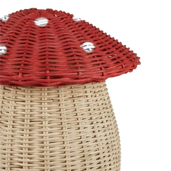 Toadstool Storage Basket with Lid - Red, Rattan