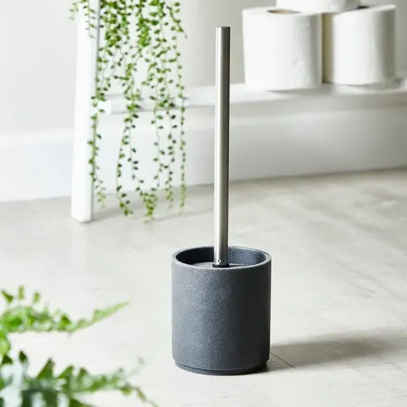 Toilet Brush Holder with Handle - Grey, Resin image
