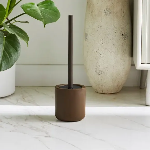 Toilet Brush with Holder - Chocolate, Ceramic image