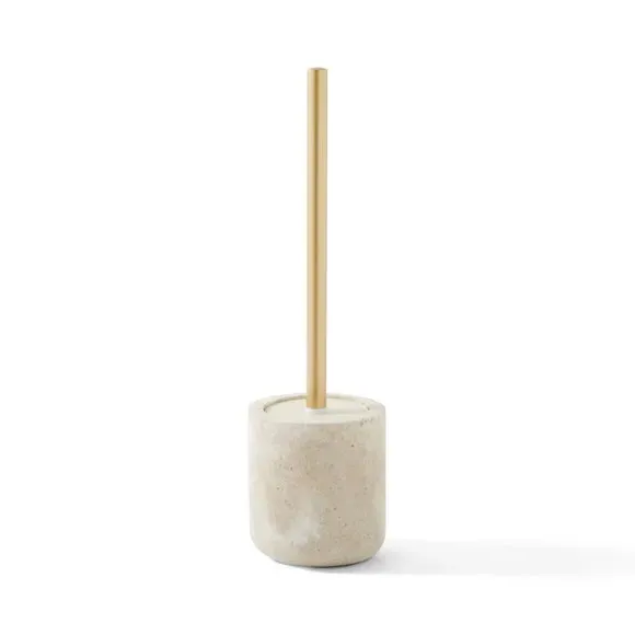 Toilet Brush with Holder - Cream, Marble Resin