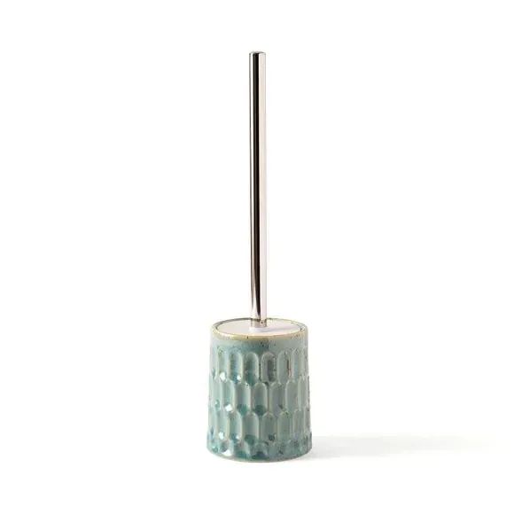 Toilet Brush with Holder - Green, Ceramic