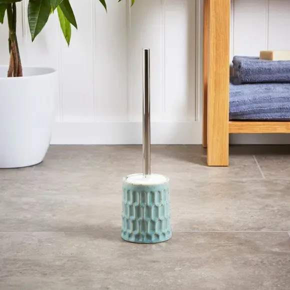 Toilet Brush with Holder - Green, Ceramic image