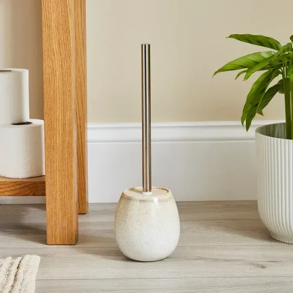 Toilet Brush with Holder - Natural, Ceramic image