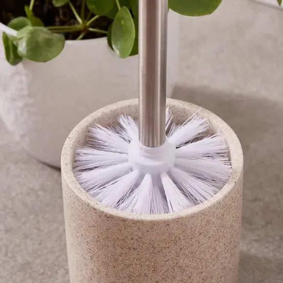 Toilet Brush with Holder - Sandstone, Resin