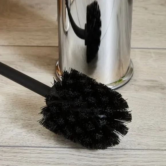 Toilet Brush with Holder - Silver, Chrome